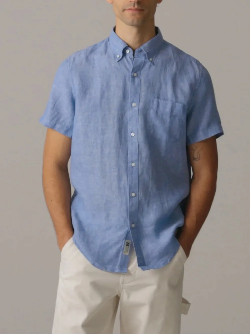 J.Crew Baird McNutt Irish Linen Shirt XL Blue Short Sleeve Button Front NWT - Picture 1 of 15